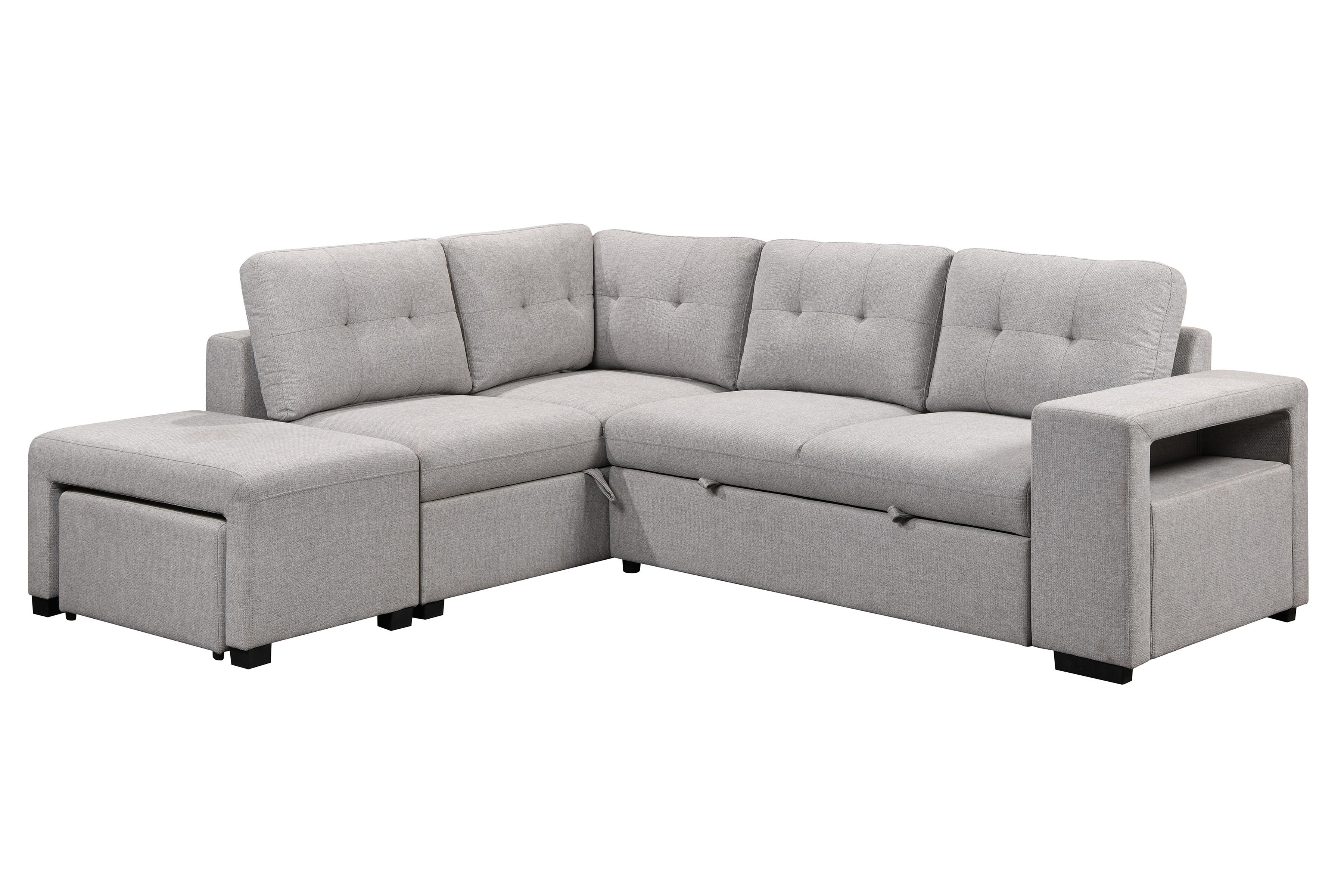 Marcella Fabric Sleeper Sectional with extra storage and ottoman