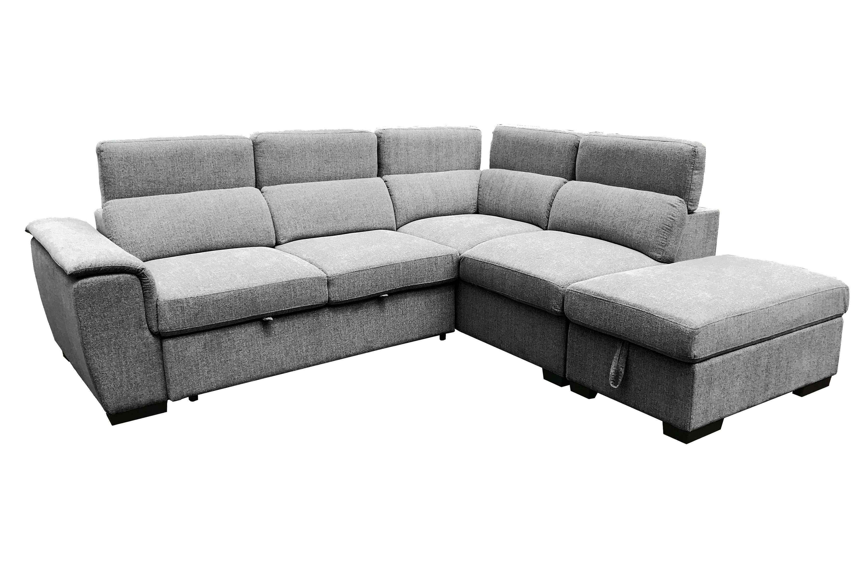 CAROLINA - FABRIC SECTIONAL WITH PULL OUT BED WITH ADJUSTABLE HEADREST