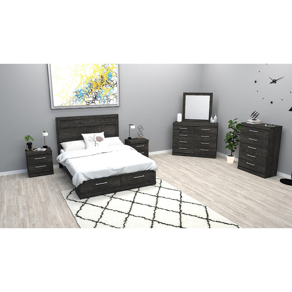 Dynamic Furniture 290 7 pc Queen Panel Bedroom Set - Inky Maple IMAGE 1