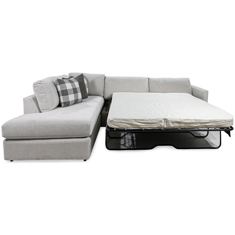 Decor-Rest Furniture Malibu Fabric 2 pc Sectional Malibu 2068-38/2068-41 2 pc Sectional with Queen Bed Sofa - Tuxedo Ivory IMAGE 2