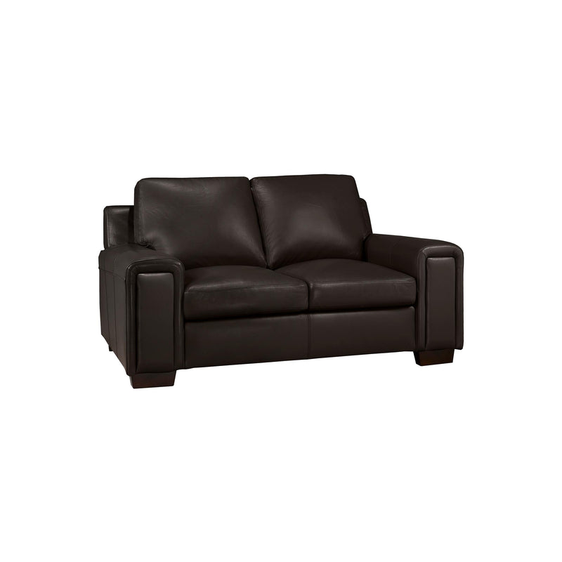 Leather Living Dalton Stationary Leather Loveseat 2002-02-Mocha IMAGE 1